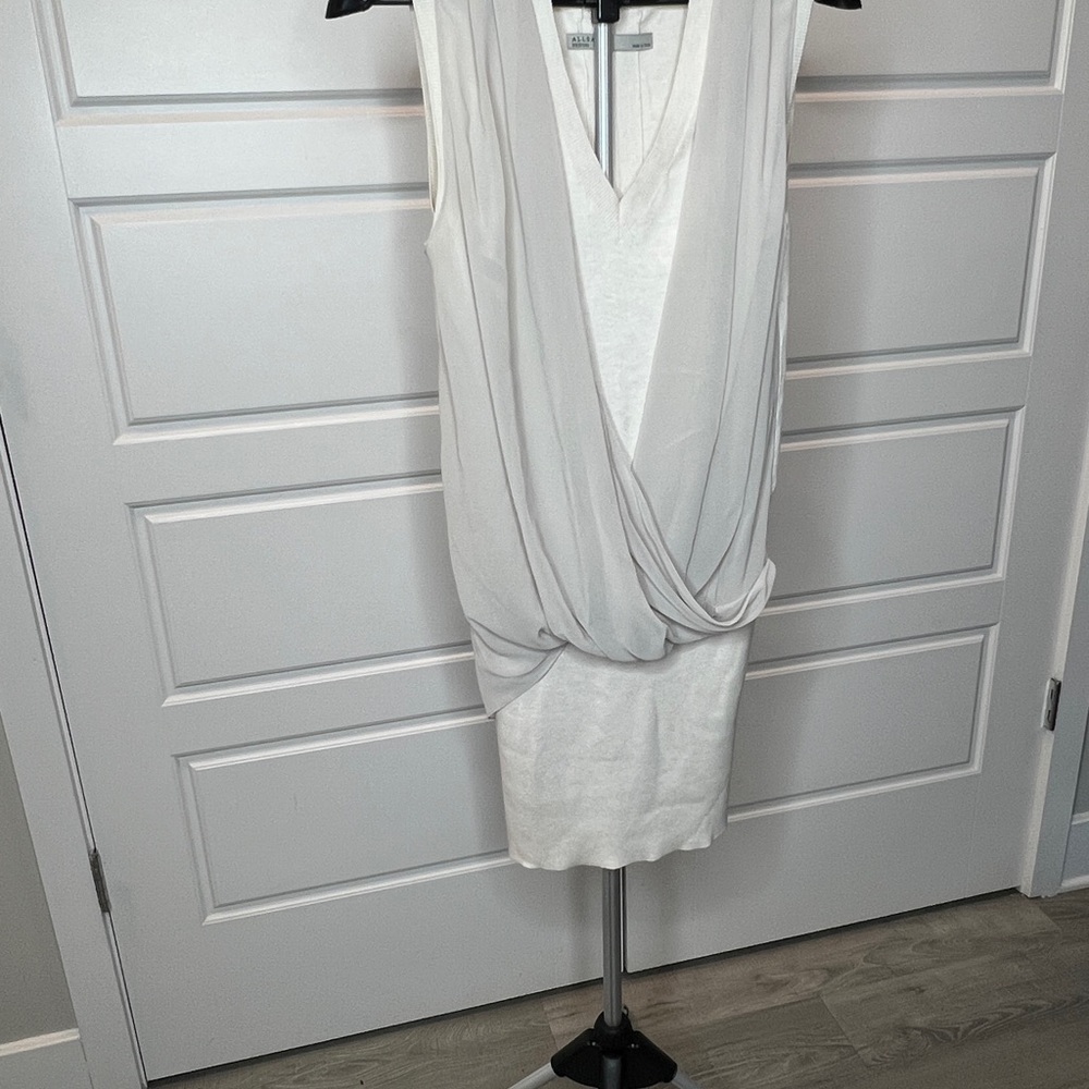 All Saints White Draped Mini Dress